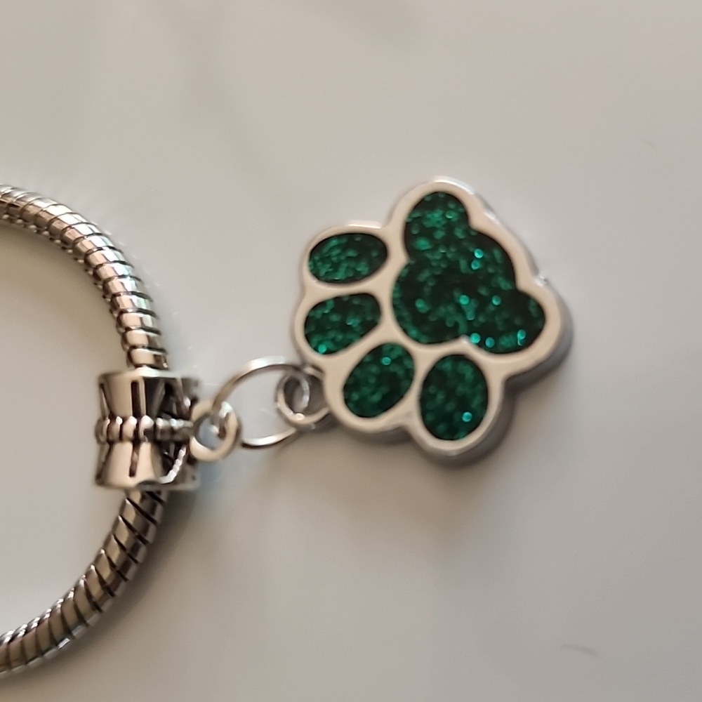 Sparkle Paw Print BRACELET Charm Compatable With Pandora European